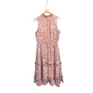 1. State Sleeveless Paisley Chiffon Midi Print Dress Size L Sleeveless Flowy GUC